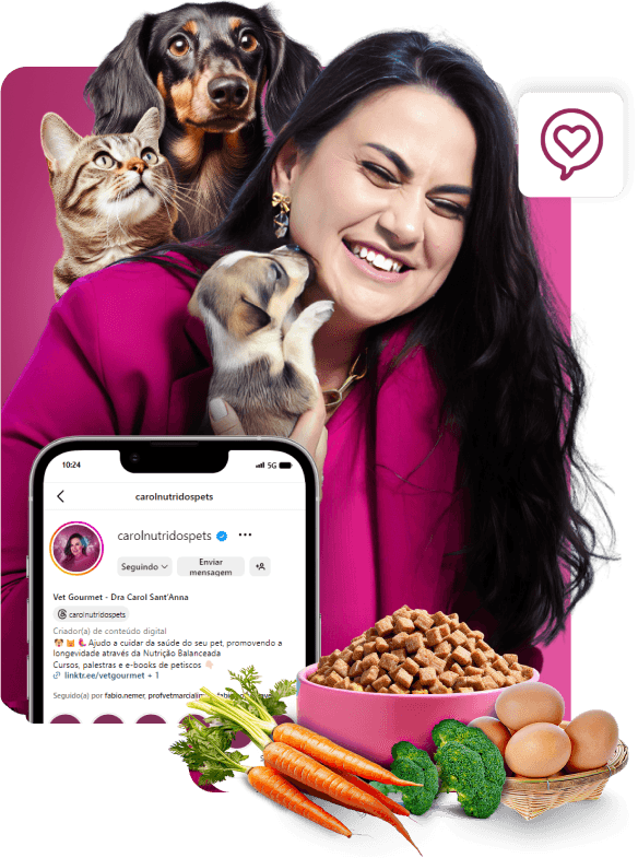 Carol Sant'Anna com cão e gato