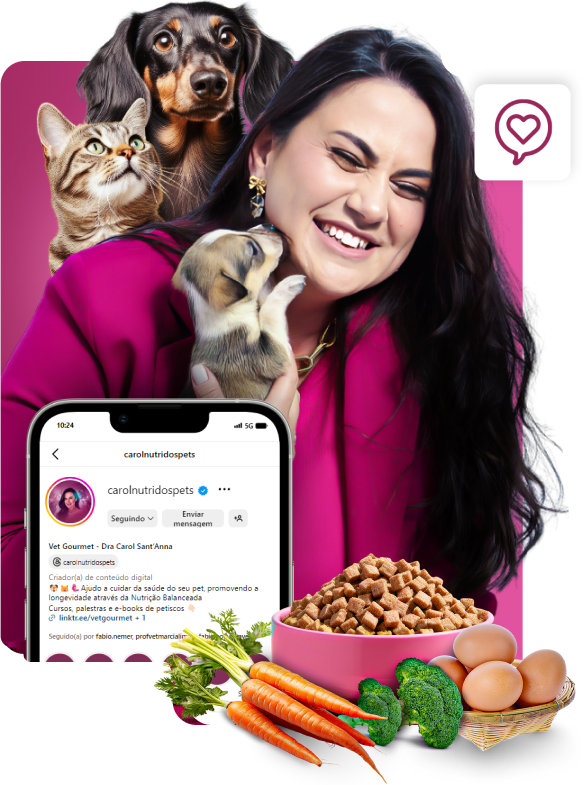 Carol Sant'Anna com cão e gato