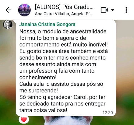 Depoimento de Janaina, aluna da pós-graduação