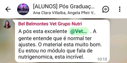 Depoimento de Bel, aluna da pós-graduação