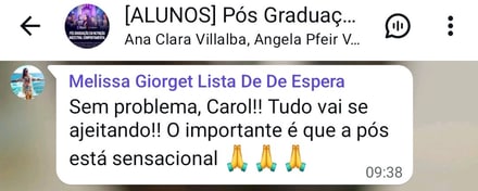 Depoimento de Melissa, aluna da pós-graduação